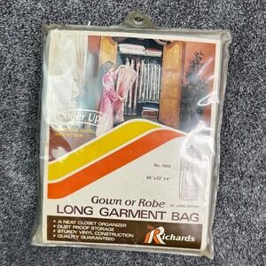 Vintage Richards No 140G Long Garment Bag 64x22x4 Gown Robe Storage Vinyl Clear